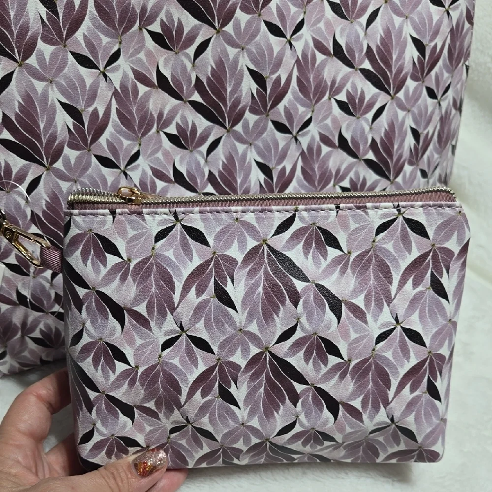 Imoshion Mauve Leaf Travel Cosmetic Bag Duo New